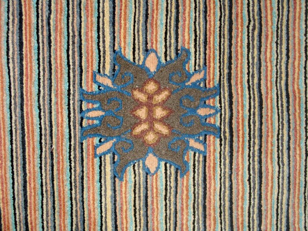 Grey Lotus Striped Tibetan Meditation Rug