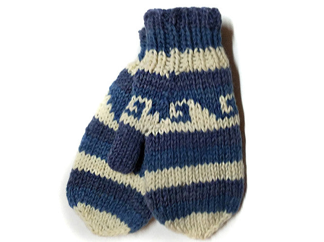 Blue Wave Hand-Knitted Tibetan Woolen Mitten