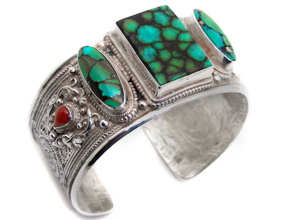 Filigree Turquoise Sterling Silver Cuff Bracelet