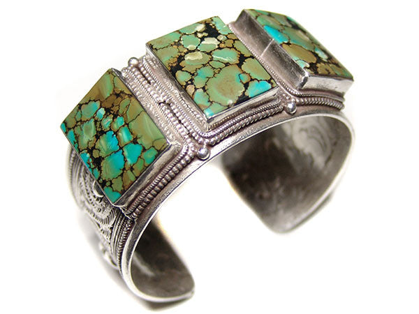 Tibetan Turquoise Sterling Silver Cuff Bracelet
