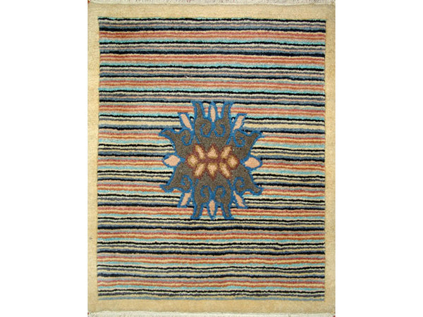 Grey Lotus Striped Tibetan Meditation Rug
