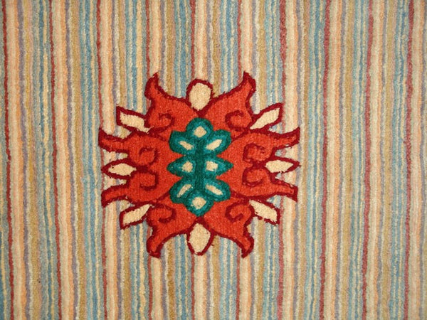 Red Striped Tibetan Lotus Meditation Rug