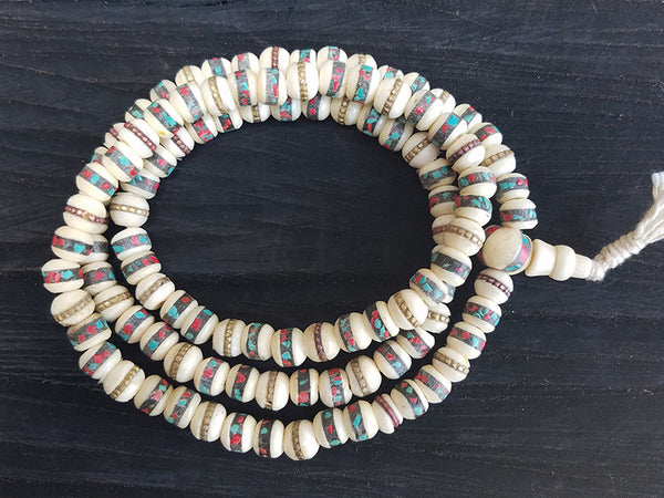 White Bone Prayer Beads Mala