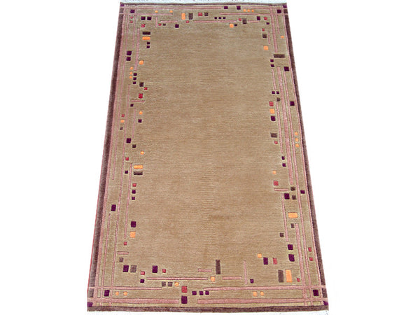 Modern Tan Tibetan Area Rug 3' x 5'