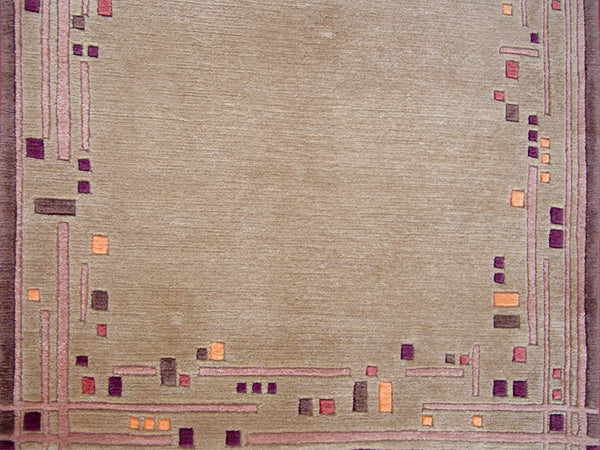 Modern Tan Tibetan Area Rug 3'x5'