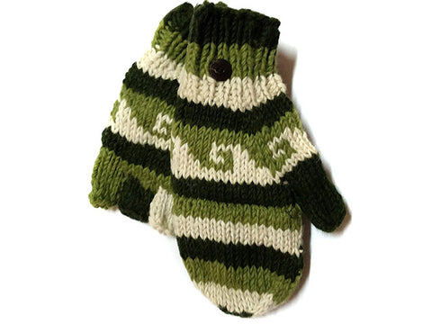 Green Wave Hand-Knitted Tibetan Glove Mitten